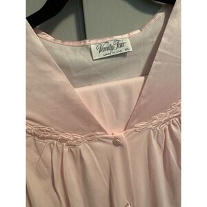 Vtg Vanity Fair Pink 2 Piece Pajama Set XL Nylon Short Sleeve Top Long Pants NWT